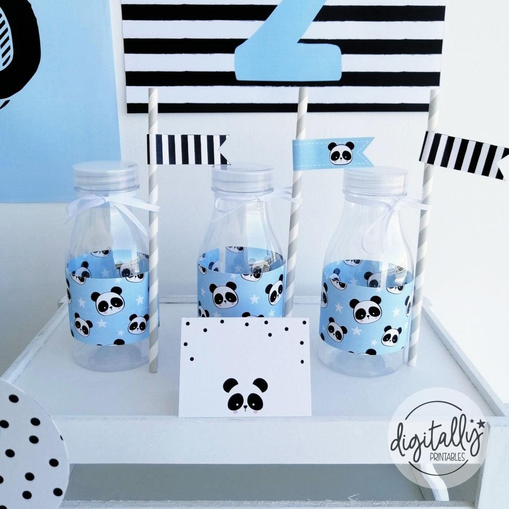 Panda Party Printable Kit | Blue Instant Download Editable Text, panda party printables, panda themed party, kids party