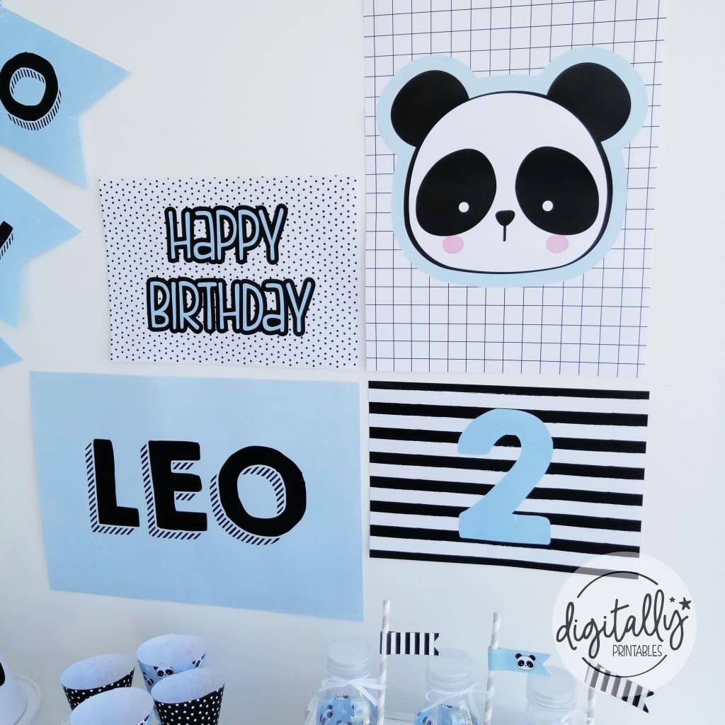 Panda Set Of 4 Posters | Blue Instant Download Editable Text Party