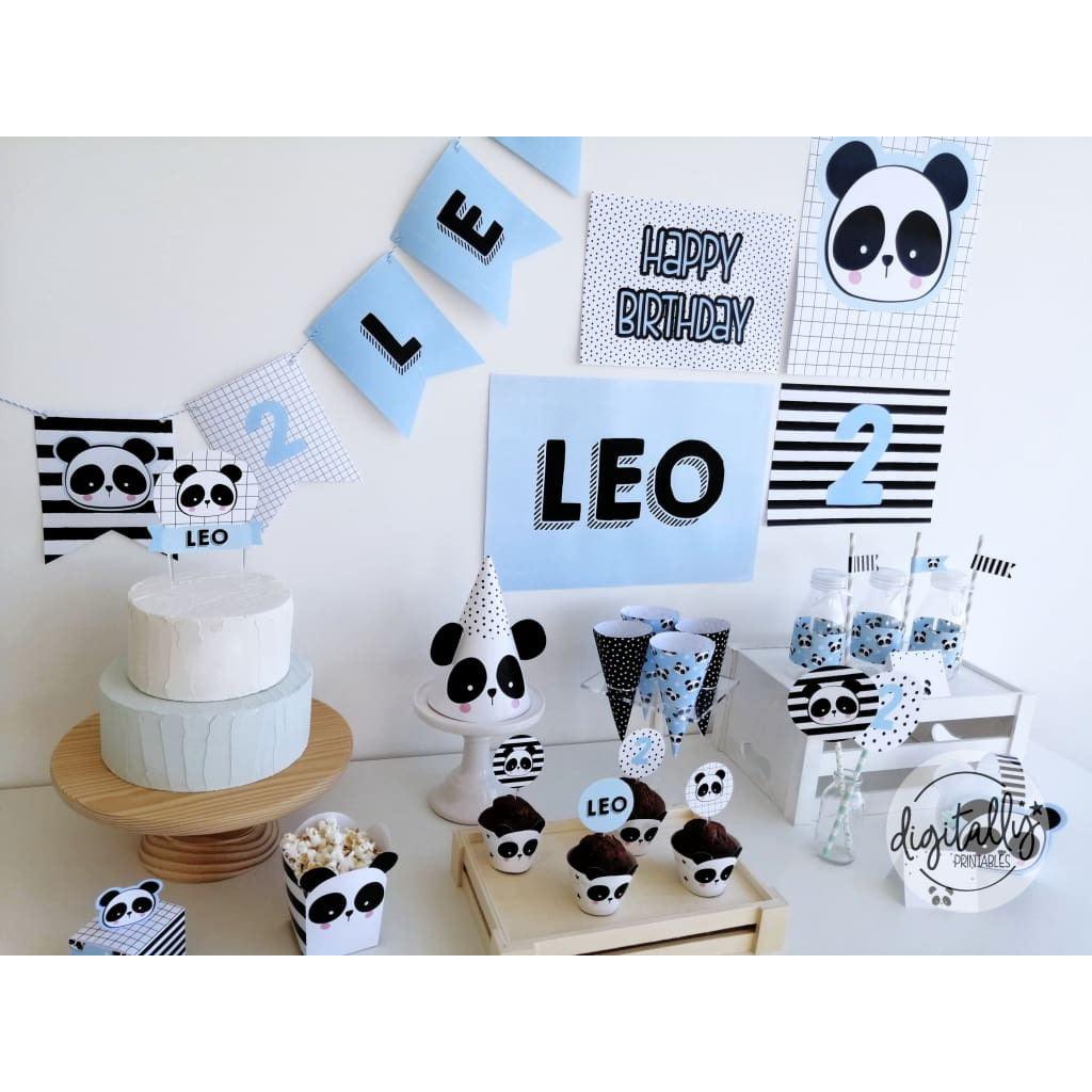 Panda Set Of 4 Posters | Blue Instant Download Editable Text Party