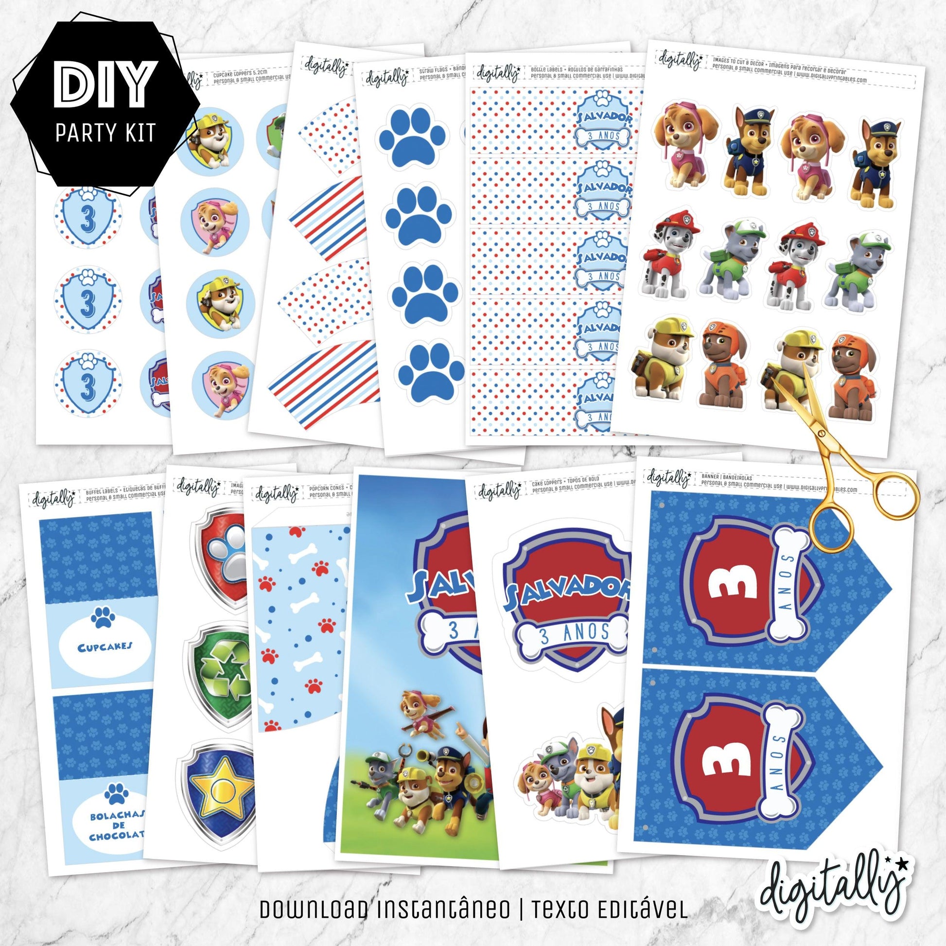 Paw Patrol Birthday Party Bundle ★ Instant Download | Editable Text - Digitally Printables