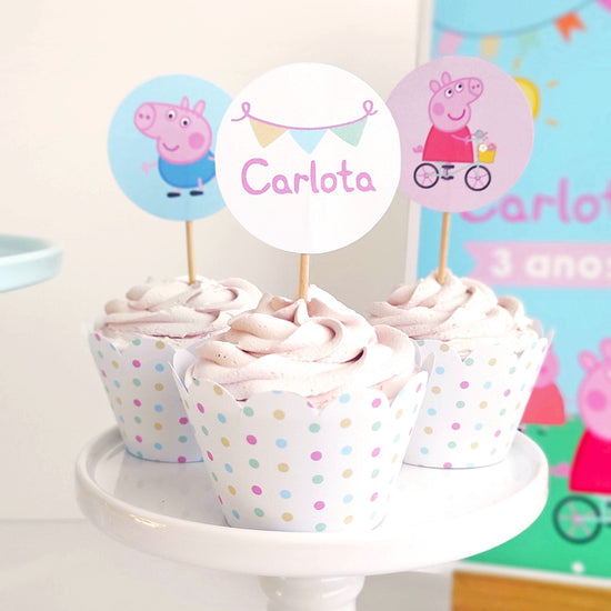 Peppa Pig Cupcake Toppers ★ Instant Download | Editable Text