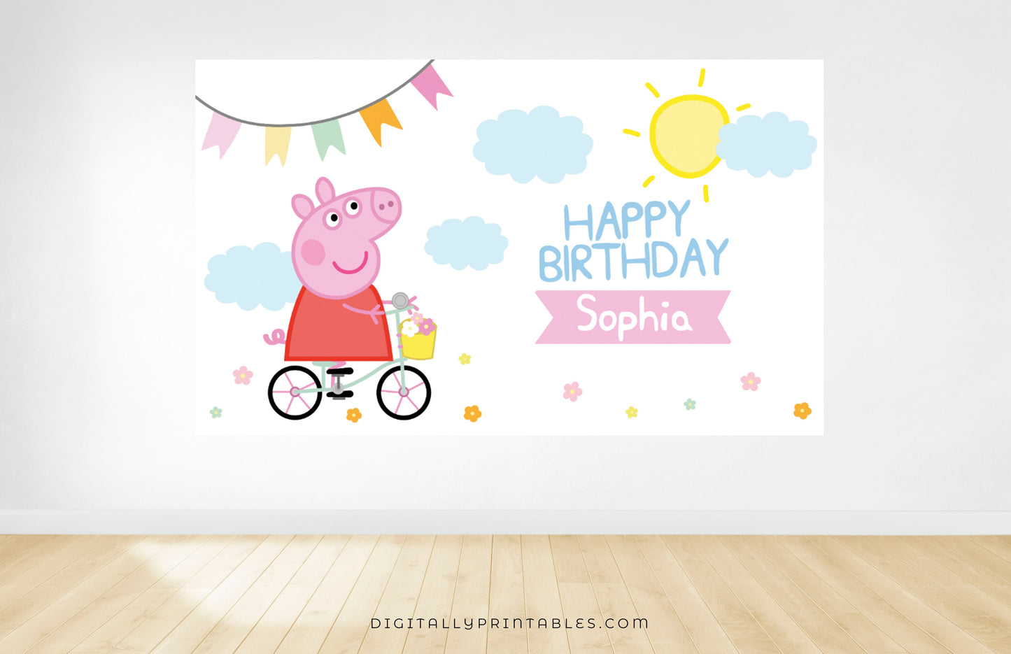 Peppa Pig on the Bicycle ★ Instant Download | Editable Text - Digitally Printables