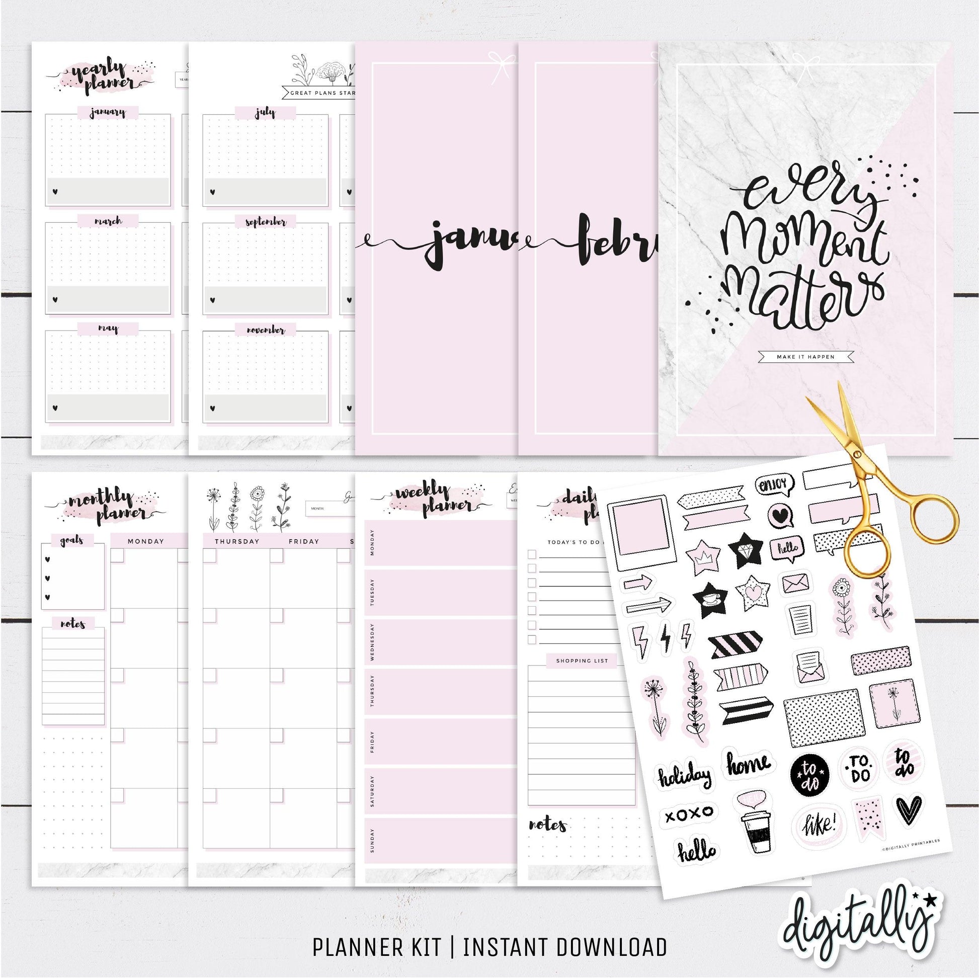 Pink & Marble Infinite Planner Kit ★ Instant Download - Digitally Printables