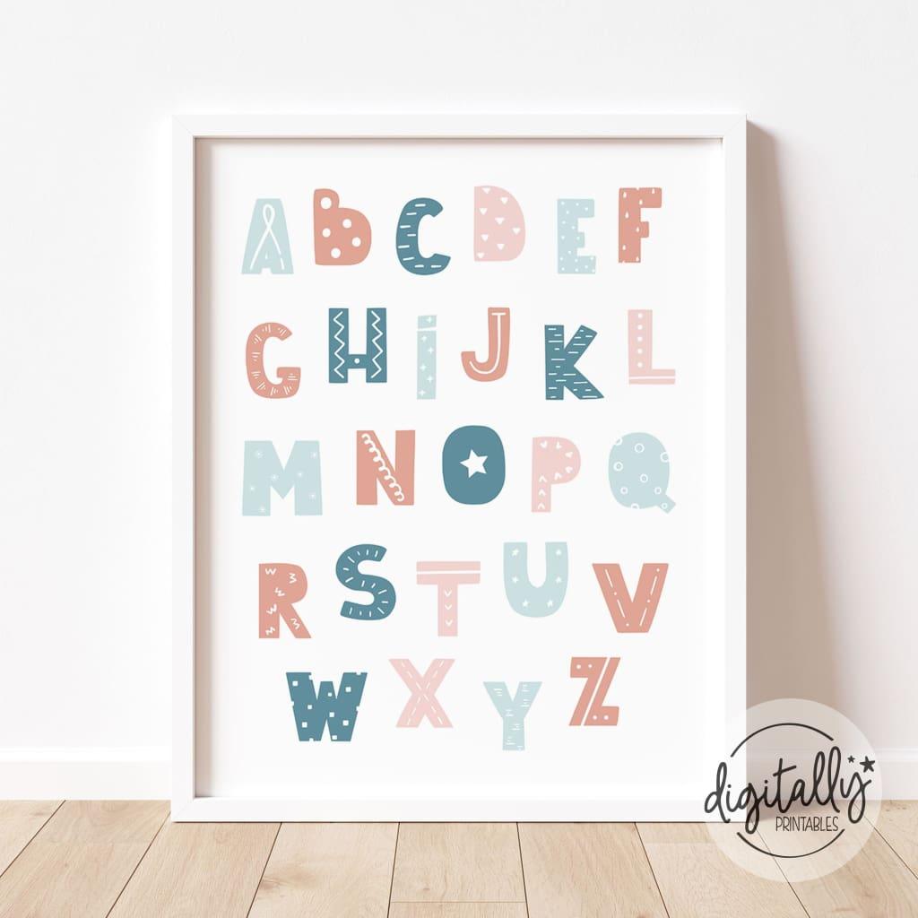 Pink And Blue Abc Wall Art Print Instant Download Decor