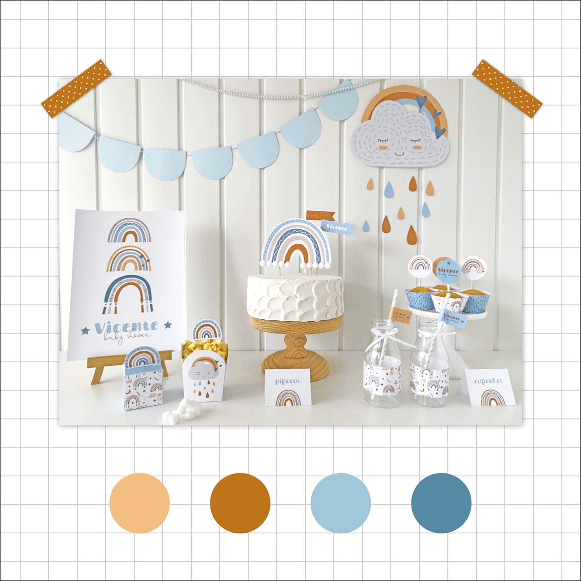 Printable Decorative Cloud, Boho Rainbow Party Decor, Boy Baby Shower, Boho Decor REF001 - Digitally Printables
