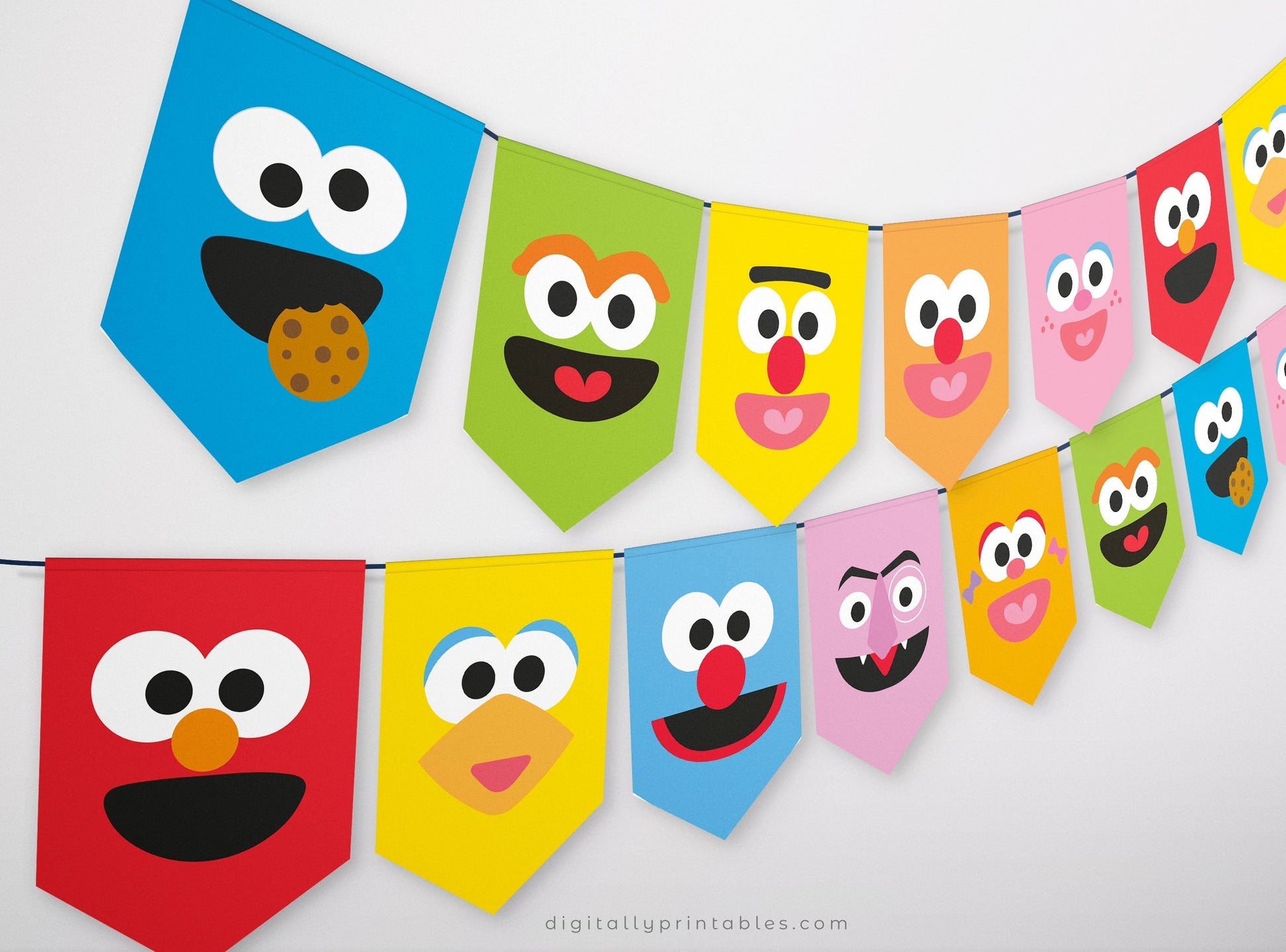 Sesame Street Inspired Bunting Flags ★ Instant Download - Digitally Printables