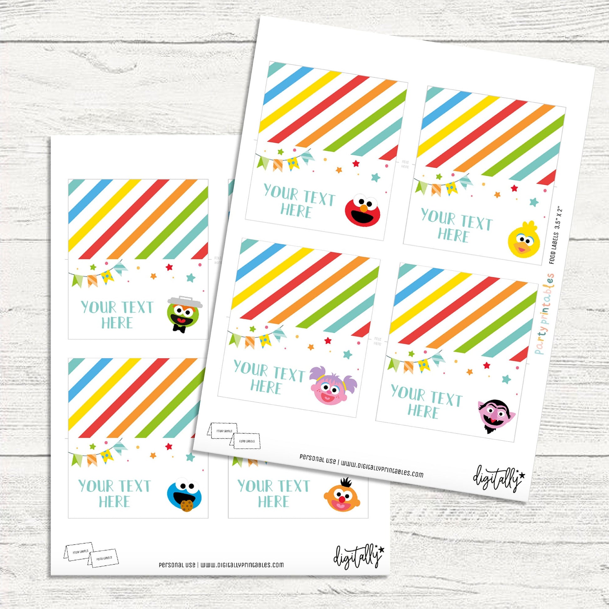 Sesame Street Inspired Food Labels ★ Instant Download | Editable Text - Digitally Printables