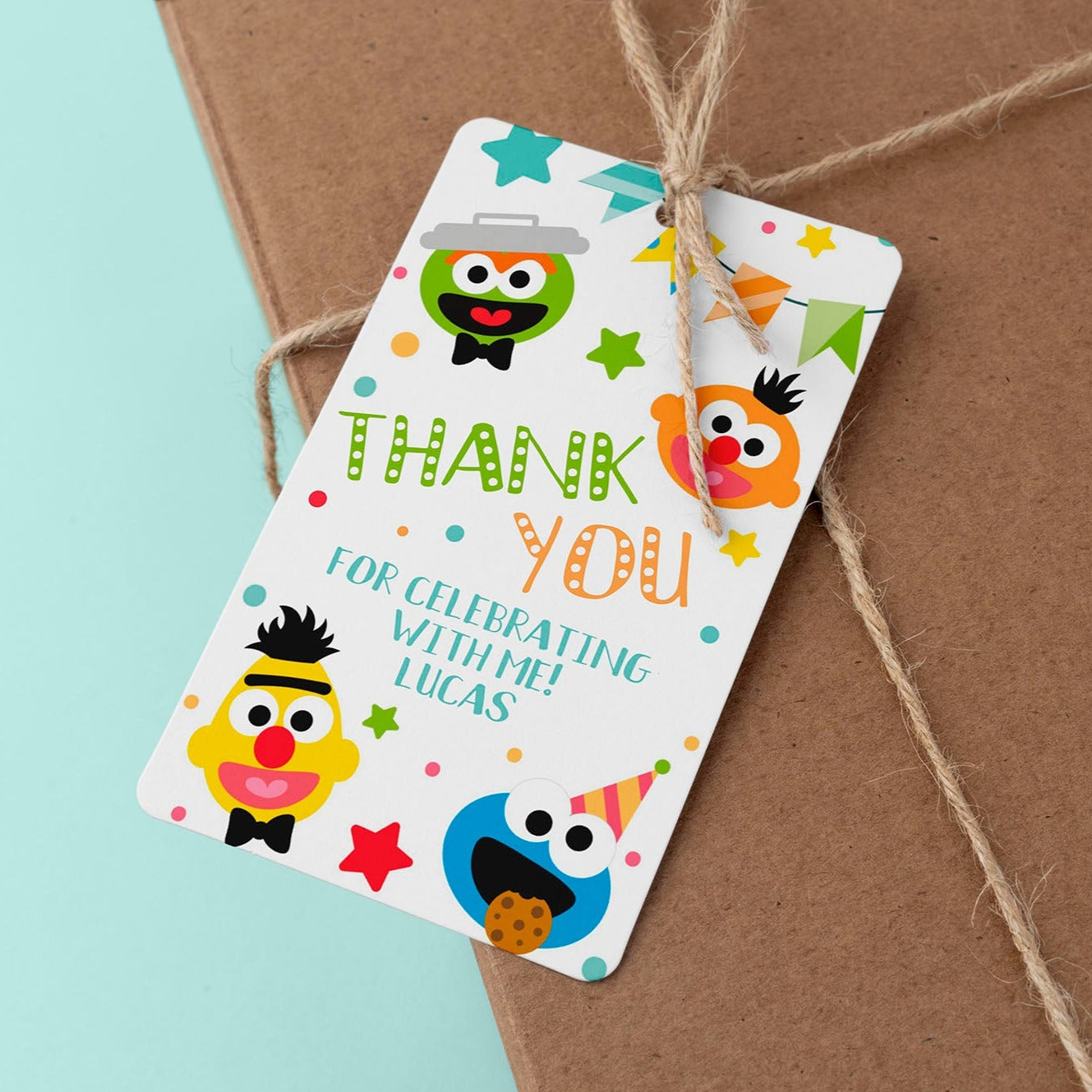 Sesame Street Inspired Thank You Tag ★ Instant Download | Editable Text - Digitally Printables
