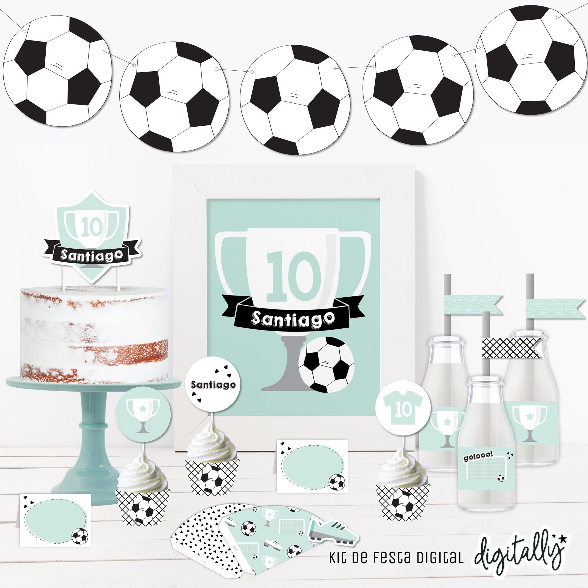 Festa tema futebol, kit de festa futebol para imprimir