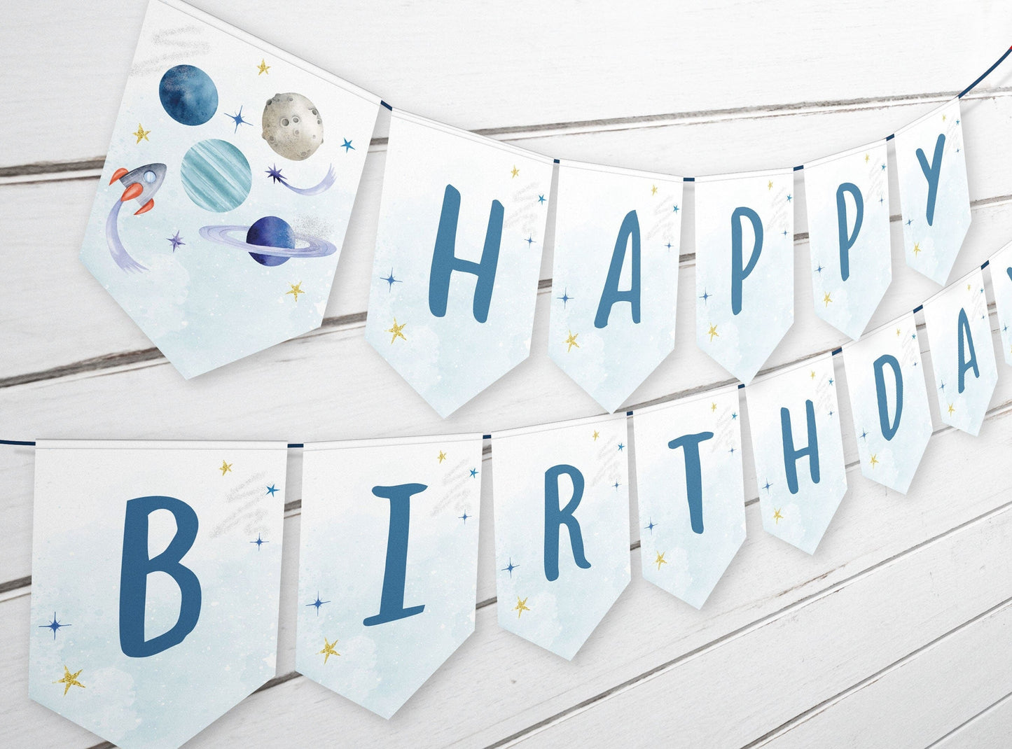 Space Themed Birthday Party, Outer Space Bunting Flags by Digitally Printables ref007 - Digitally Printables