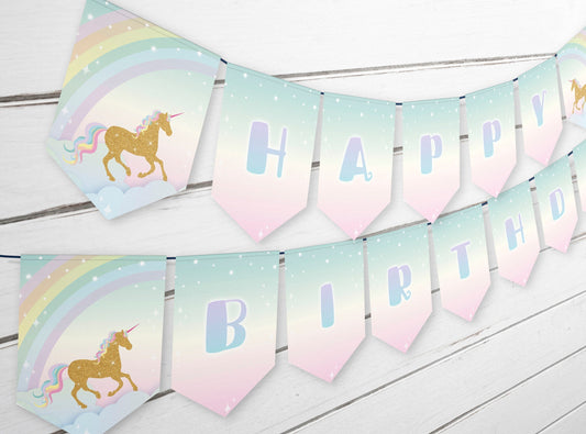 Unicorn Bunting Banner ★ Instant Download | Editable Text - Digitally Printables