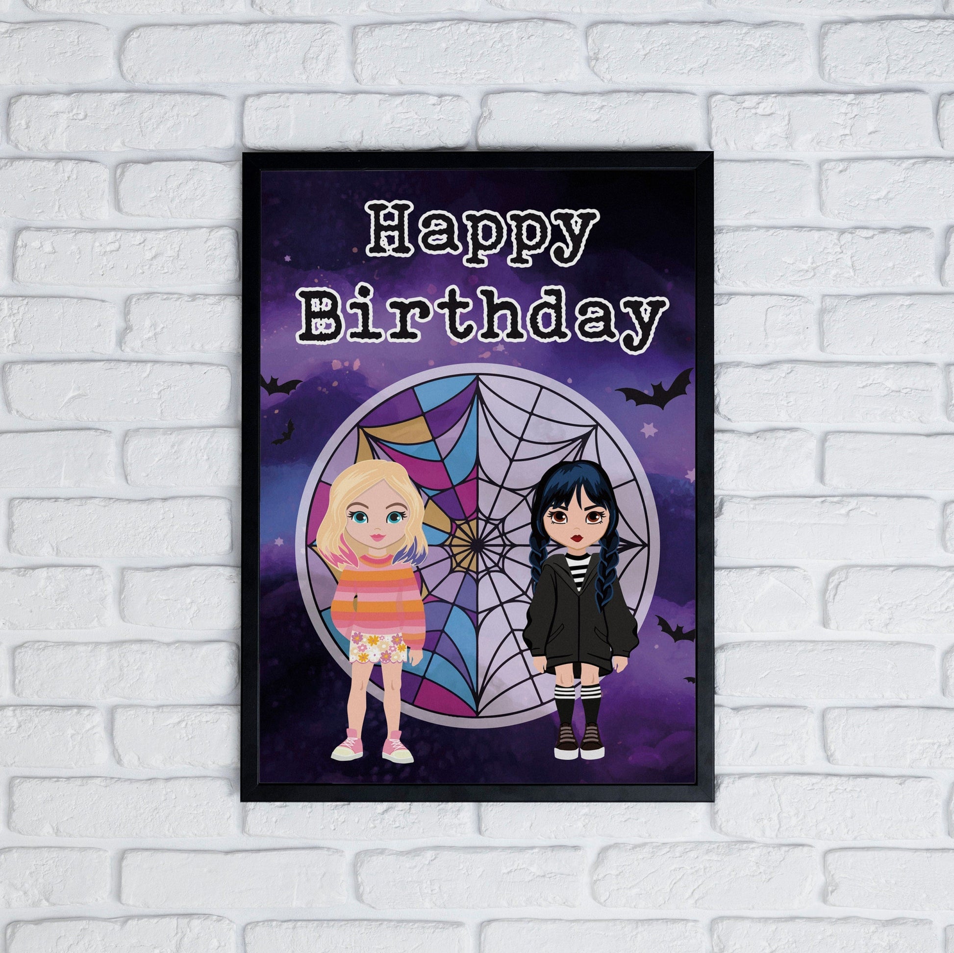 Wednesday Addams Happy Birthday Party Sign, Printable Wednesday and Enid Birthday Poster, Wednesday Party Decorations, Family Addams Ref016 - Digitally Printables