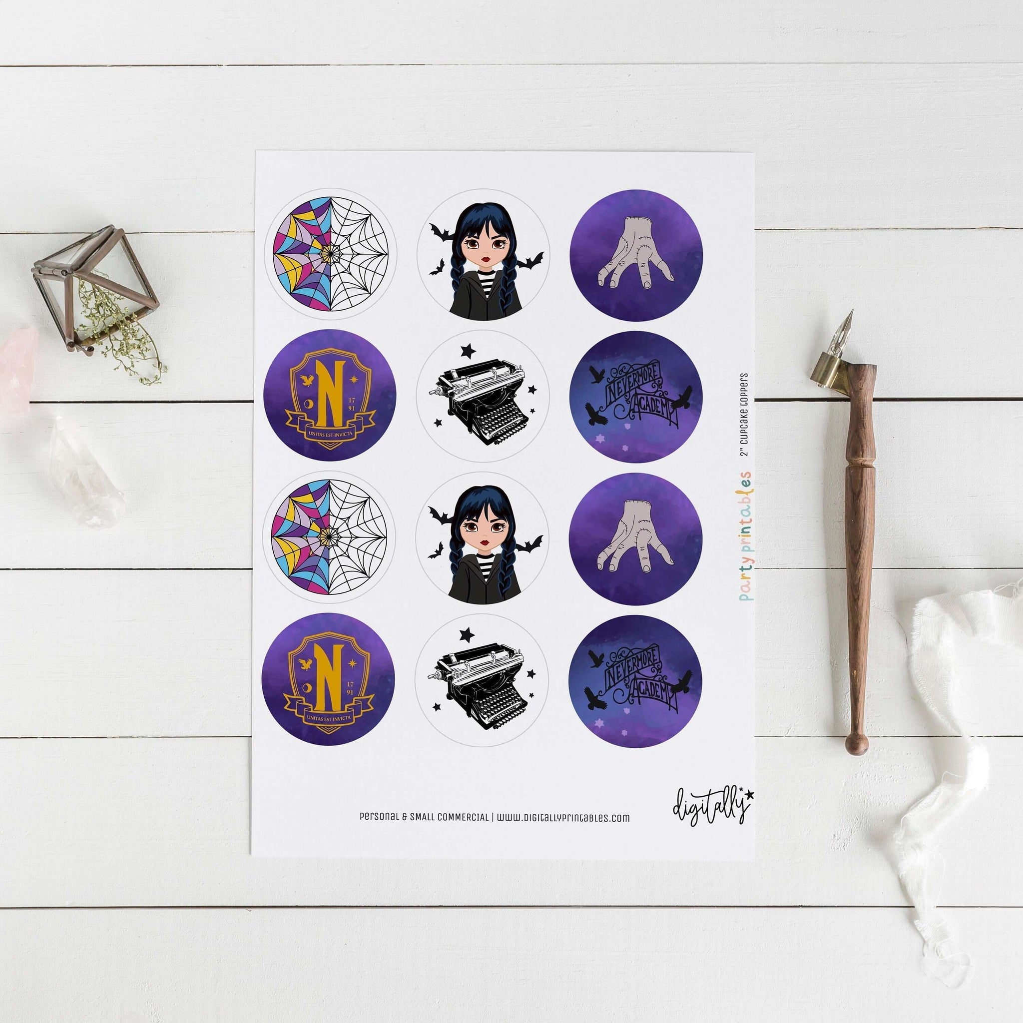 Wednesday Addams Inspired Cupcake Toppers Cupcake Tags Printable W