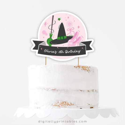 Magical Witch Cake Topper| Pink and Green | Instant Download